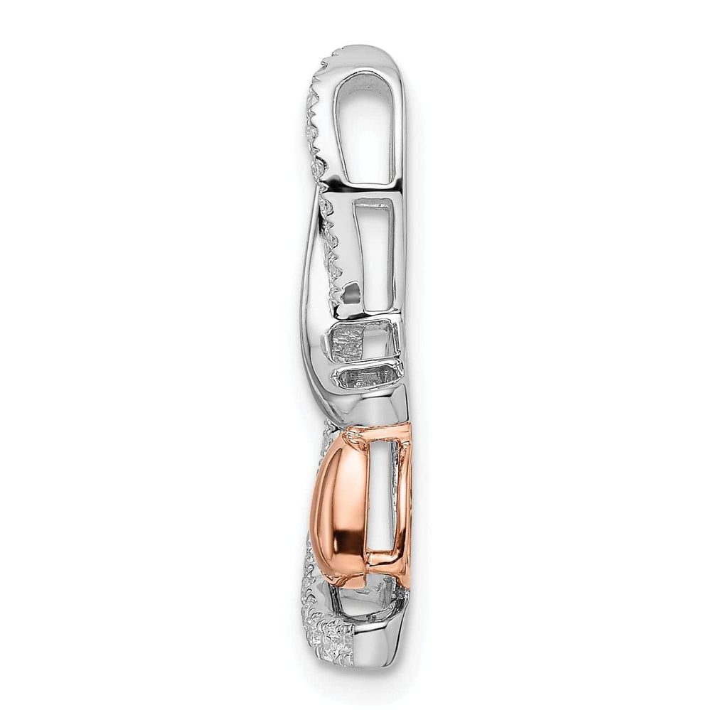 Lovely Rita's Pendants & Charms 14k White and Rose Gold Heart with 0.15-CT Diamond Chain Slide