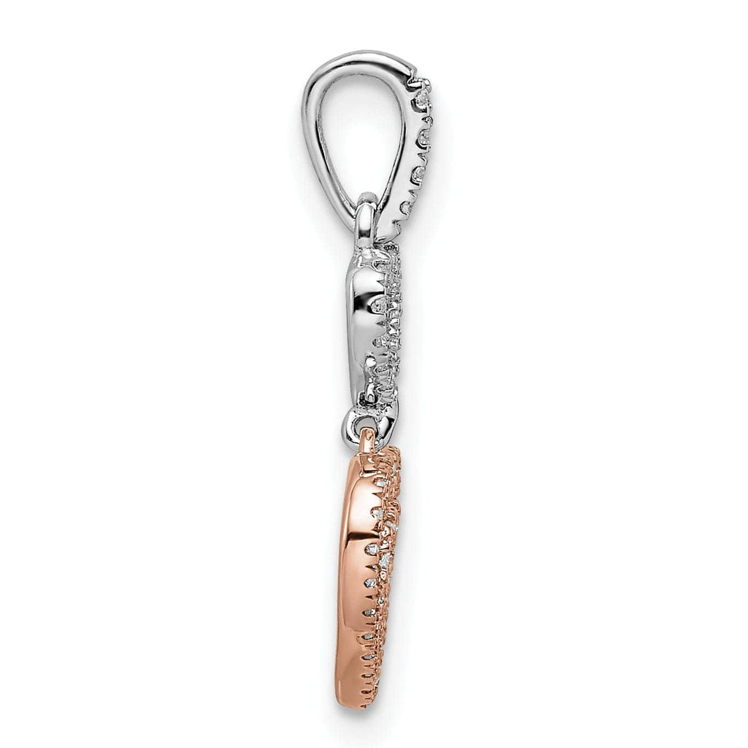 Lovely Rita's Pendants & Charms 14k White and Rose Gold Polished Finish Closed Back Women's Hearts Dangle Design 0.18-CT Diamond Charm Pendant