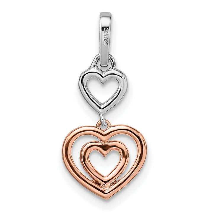 Lovely Rita's Pendants & Charms 14k White and Rose Gold Polished Finish Closed Back Women's Hearts Dangle Design 0.18-CT Diamond Charm Pendant