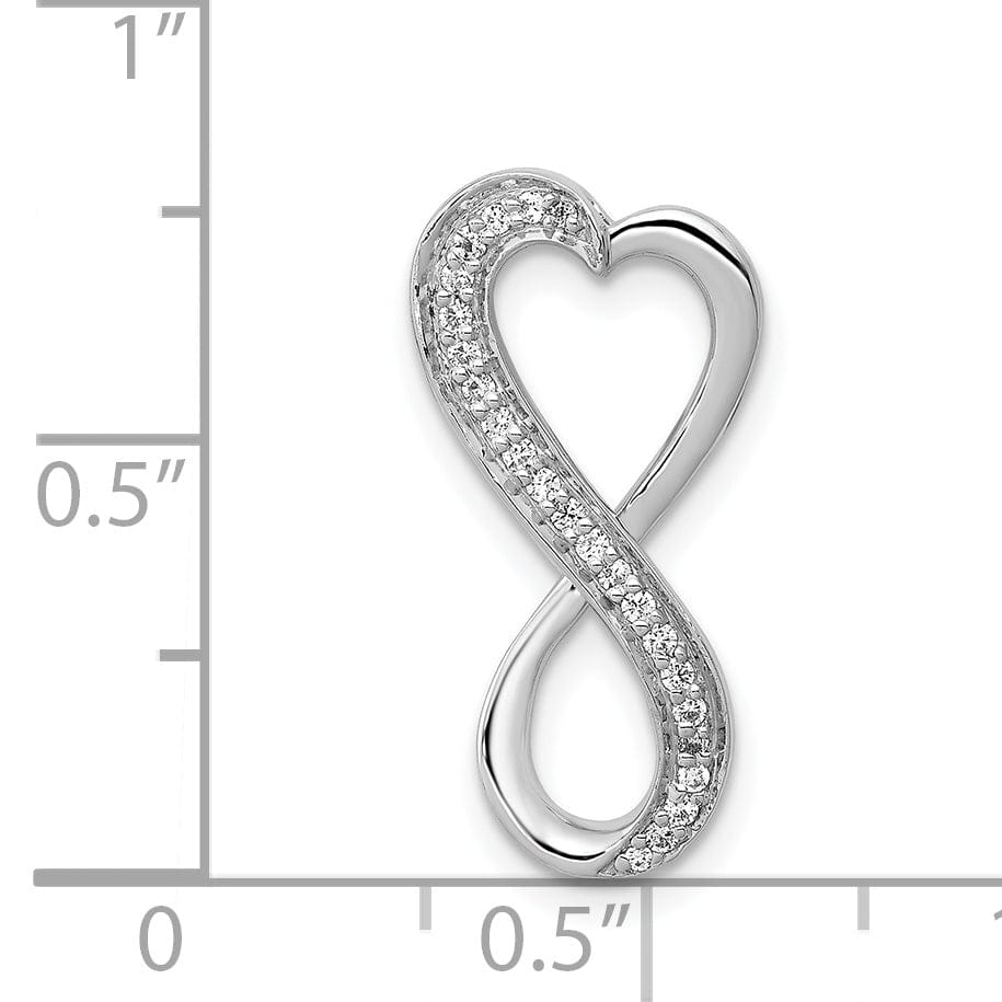 Lovely Rita's Pendants & Charms 14k White Gold 0.103-CT Diamond Freeform Heart Infinity Chain Slide Pendant