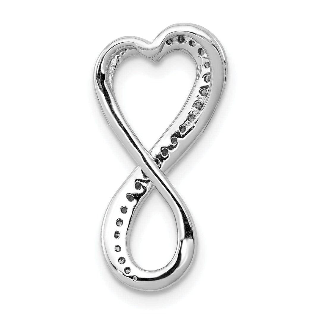 Lovely Rita's Pendants & Charms 14k White Gold 0.103-CT Diamond Freeform Heart Infinity Chain Slide Pendant
