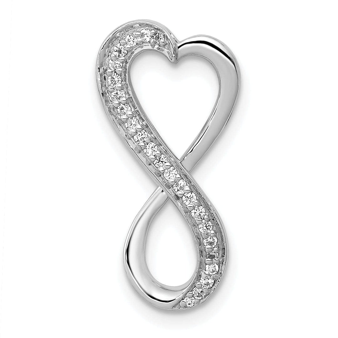 Lovely Rita's Pendants & Charms 14k White Gold 0.103-CT Diamond Freeform Heart Infinity Chain Slide Pendant