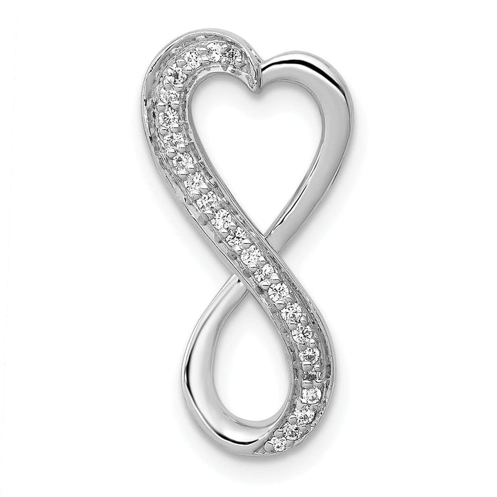Lovely Rita's Pendants & Charms 14k White Gold 0.103-CT Diamond Freeform Heart Infinity Chain Slide Pendant