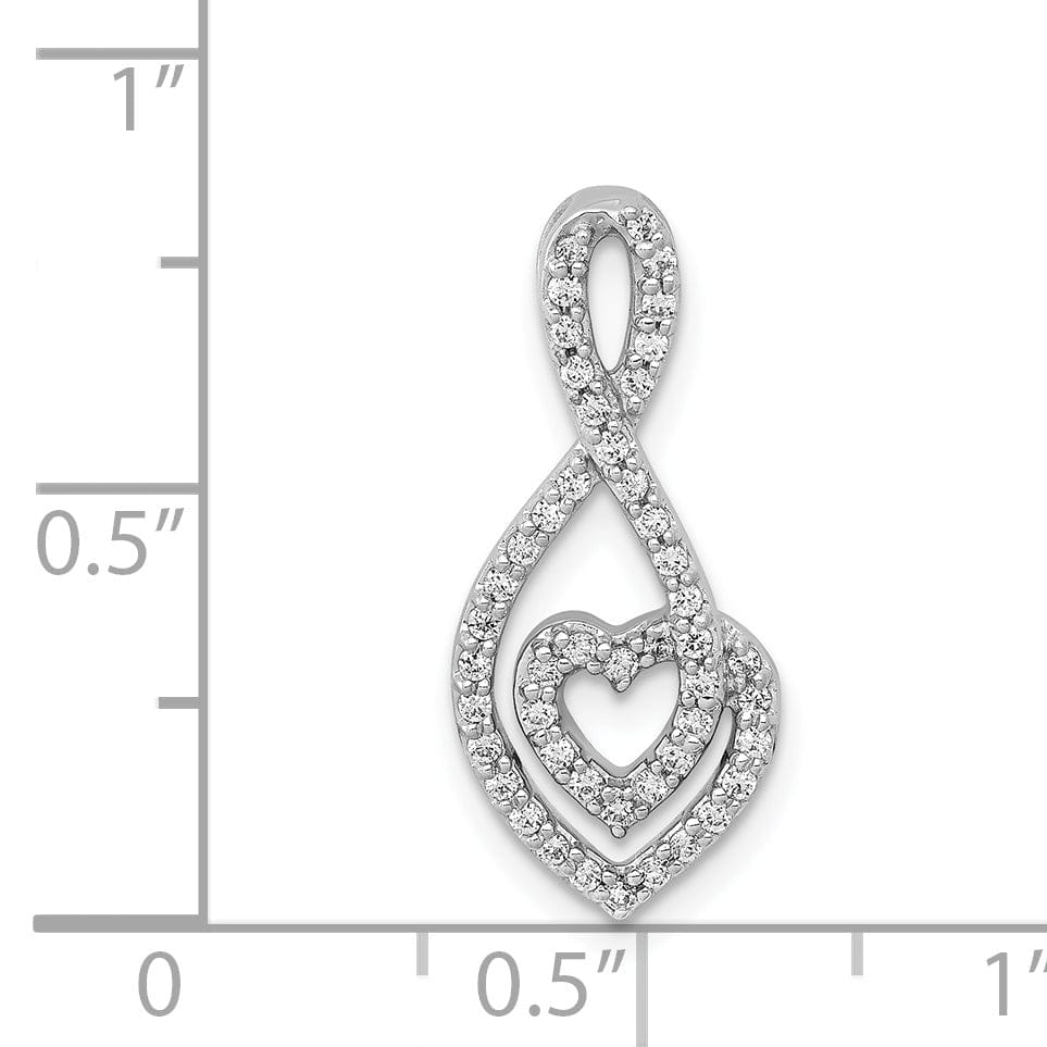 Lovely Rita's Pendants & Charms 14k White Gold  0.236 CT Diamond Fancy Infinity and Heart Chain Slide Pendant