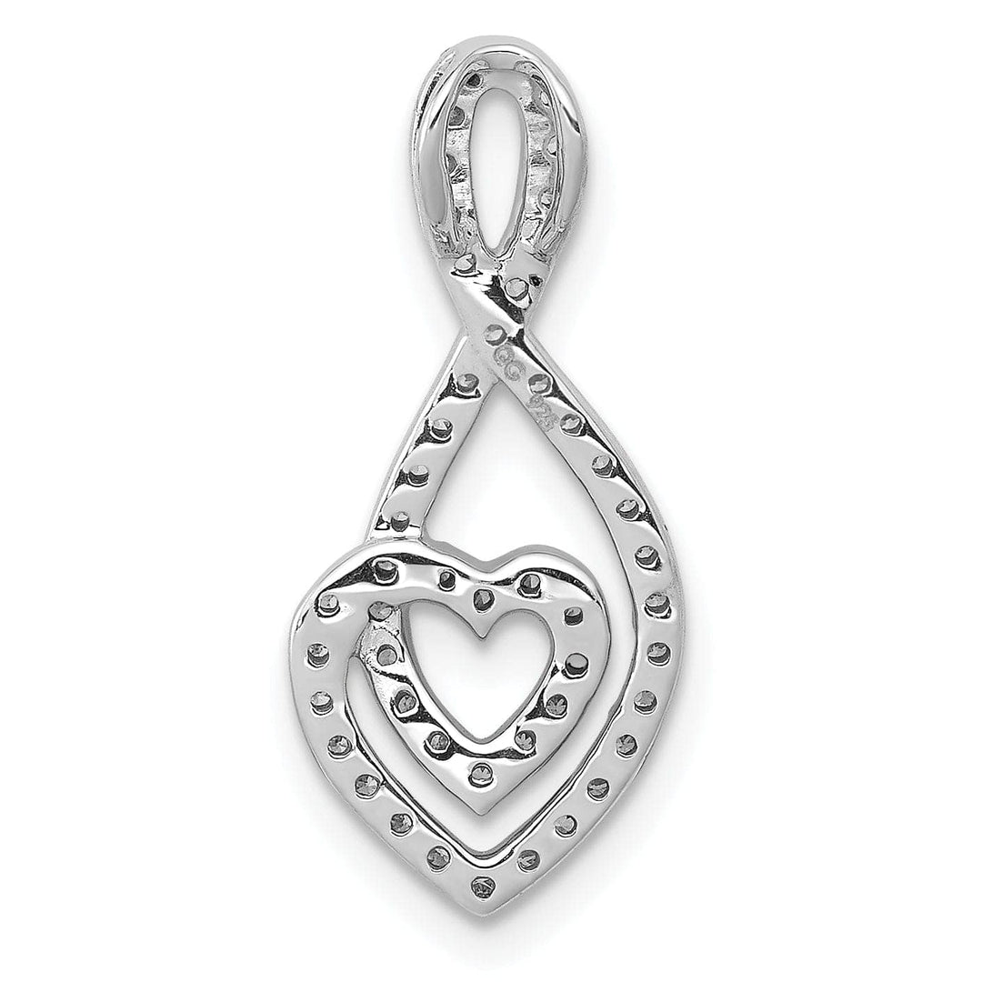 Lovely Rita's Pendants & Charms 14k White Gold  0.236 CT Diamond Fancy Infinity and Heart Chain Slide Pendant