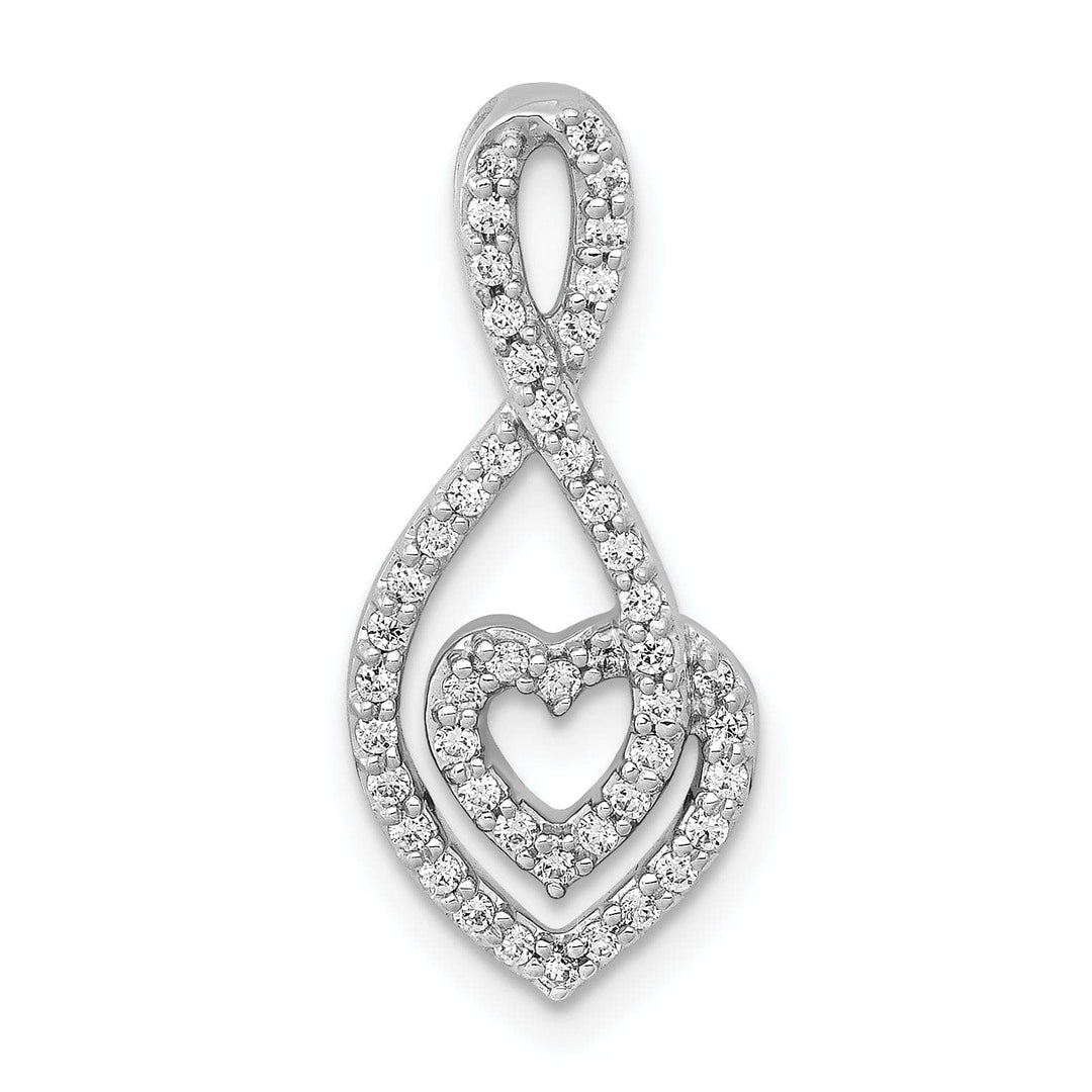 Lovely Rita's Pendants & Charms 14k White Gold  0.236 CT Diamond Fancy Infinity and Heart Chain Slide Pendant