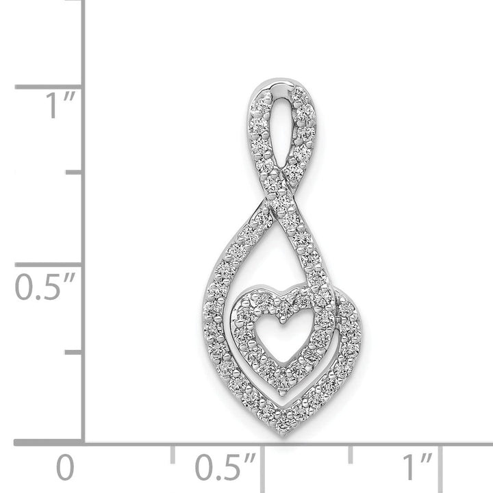 Lovely Rita's Pendants & Charms 14k White Gold 0.464 CT Diamond Fancy Infinity and Heart Chain Slide Pendant