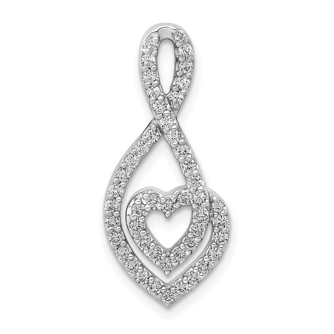 Lovely Rita's Pendants & Charms 14k White Gold 0.464 CT Diamond Fancy Infinity and Heart Chain Slide Pendant