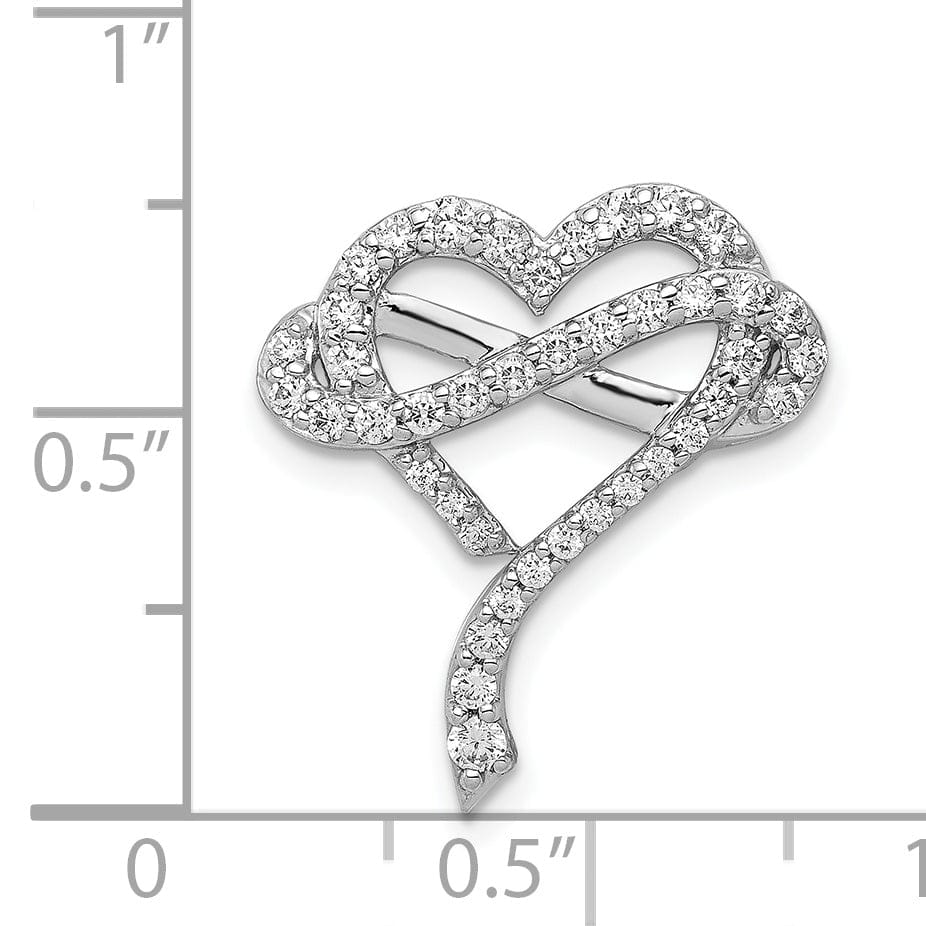 Lovely Rita's Pendants & Charms 14k White Gold 0.493 CT Diamond Infinity Heart Design Chain Slide Pendant
