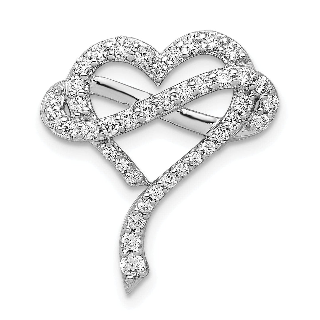 Lovely Rita's Pendants & Charms 14k White Gold 0.493 CT Diamond Infinity Heart Design Chain Slide Pendant