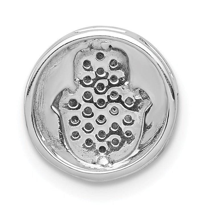 Lovely Rita's Pendants & Charms 14k White Gold 1/10-CT Diamond Concave Hamsa Chain Slide Pendant