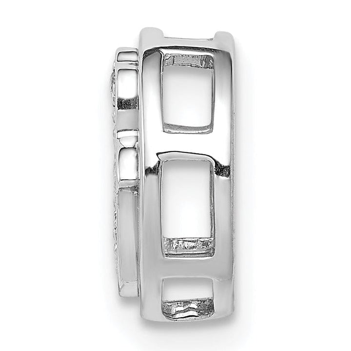 Lovely Rita's Pendants & Charms 14k White Gold 1/10-CT Diamond Concave Hamsa Chain Slide Pendant