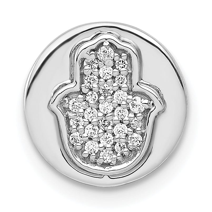 Lovely Rita's Pendants & Charms 14k White Gold 1/10-CT Diamond Concave Hamsa Chain Slide Pendant