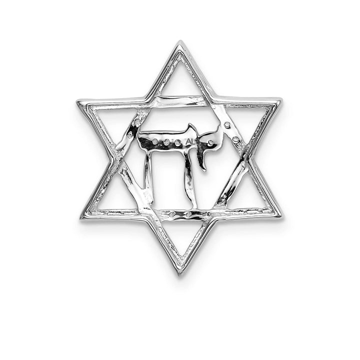 Lovely Rita's Pendants & Charms 14k White Gold 1/10-CT Diamond Star of David Chai Chain Slide Pendant