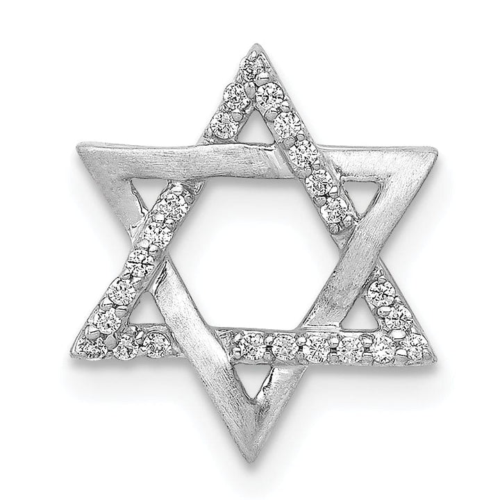 Lovely Rita's Pendants & Charms 14k White Gold 1/10CT Diamond Concave Star of David Chain Slide Pendant