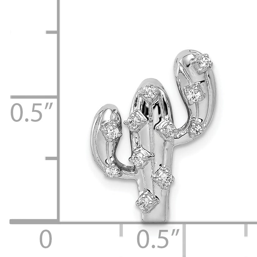 Lovely Rita's Pendants & Charms 14k White Gold 1/10ct. Rhodium Plating Open Back Solid Polished Finish Diamond Cactus Charm Pendant. Will Not Fit Omega.