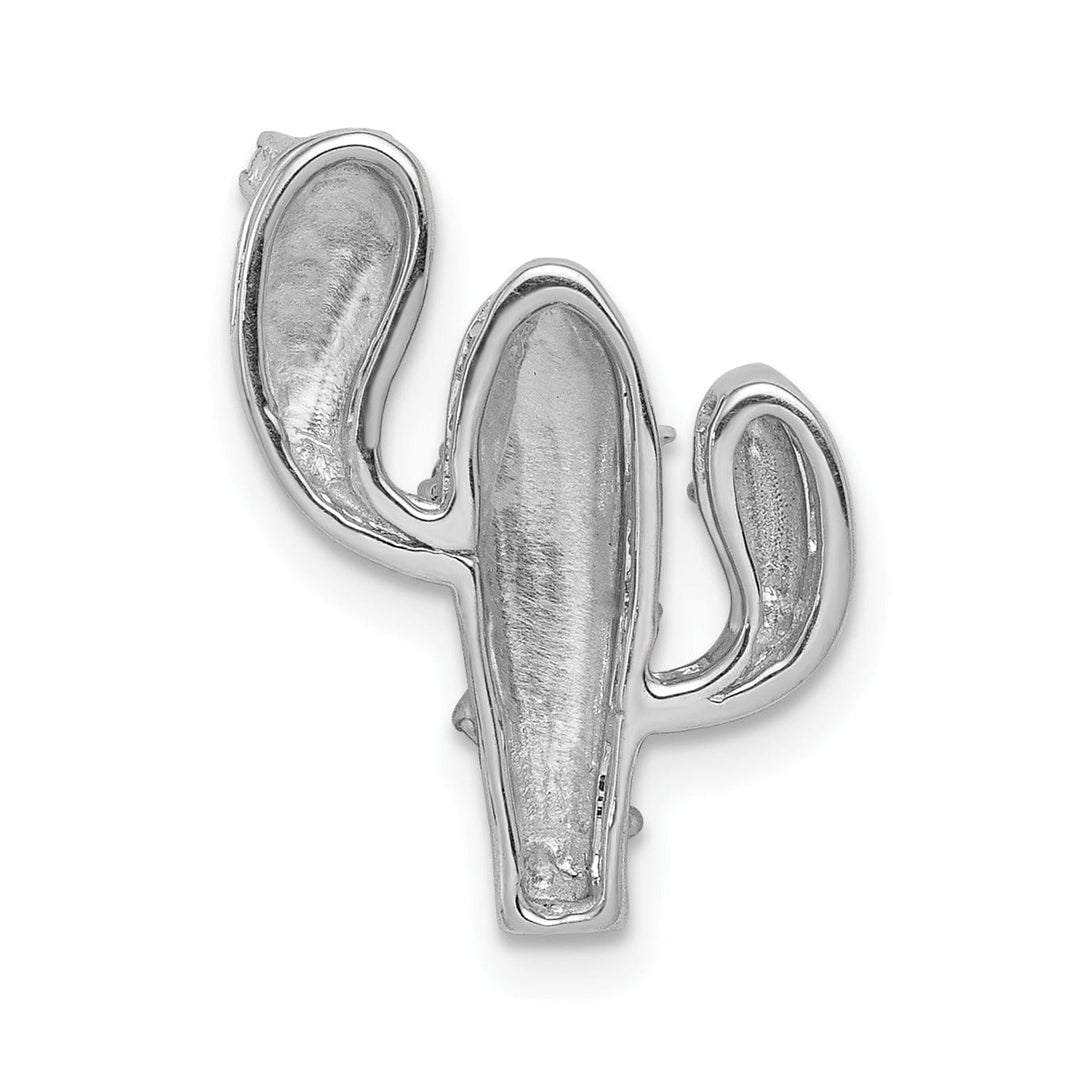 Lovely Rita's Pendants & Charms 14k White Gold 1/10ct. Rhodium Plating Open Back Solid Polished Finish Diamond Cactus Charm Pendant. Will Not Fit Omega.