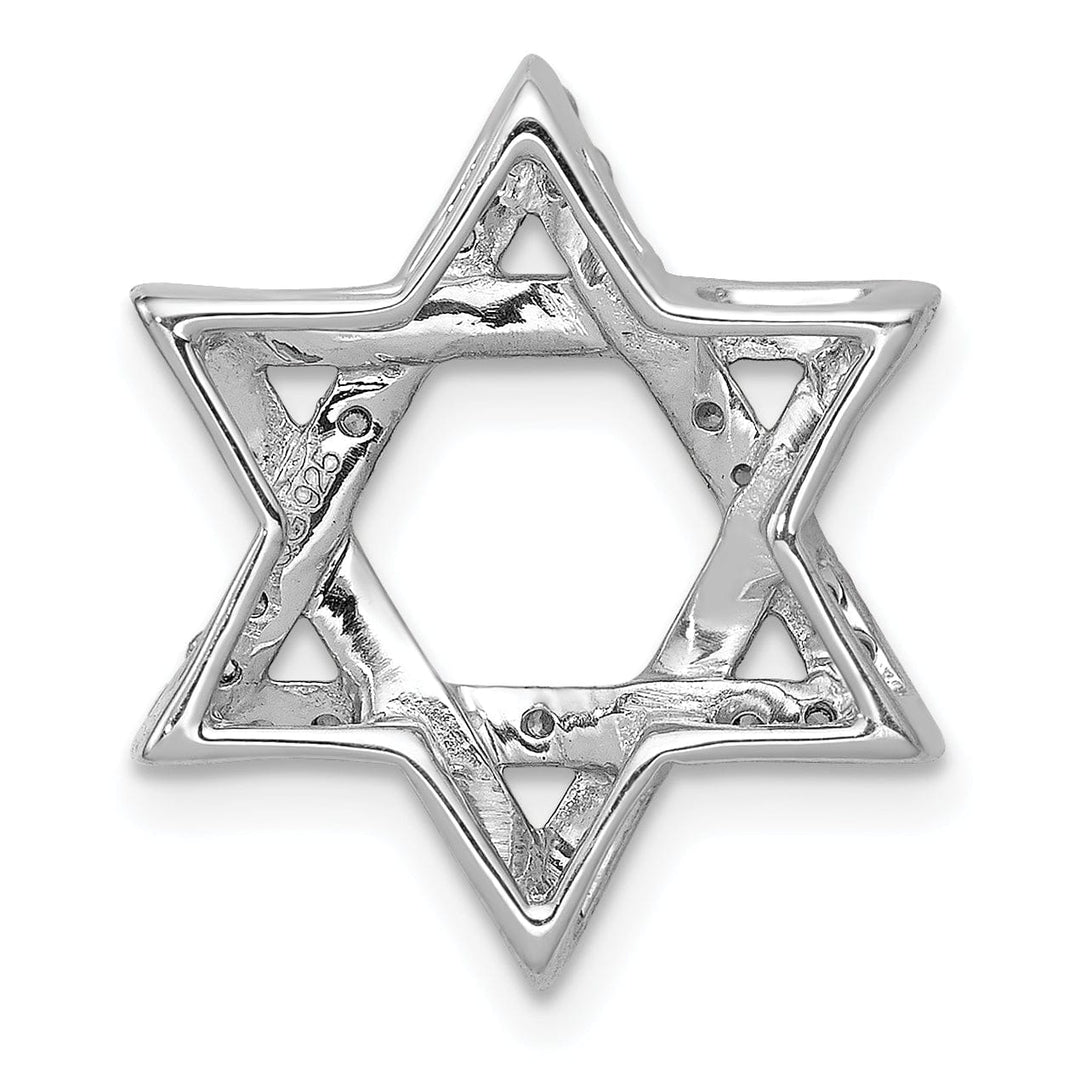 Lovely Rita's Pendants & Charms 14k White Gold 1/4CT.Diamond Concave Star of David Chain Slide Pendant