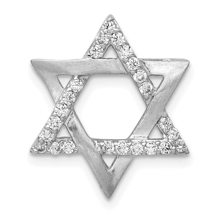 Lovely Rita's Pendants & Charms 14k White Gold 1/4CT.Diamond Concave Star of David Chain Slide Pendant