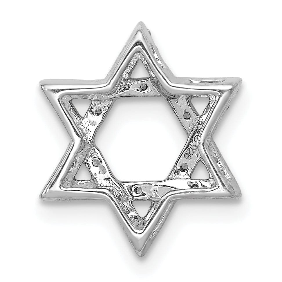 Lovely Rita's Pendants & Charms 14k White Gold 1/5CT.Diamond Concave Star of David Chain Slide Pendant