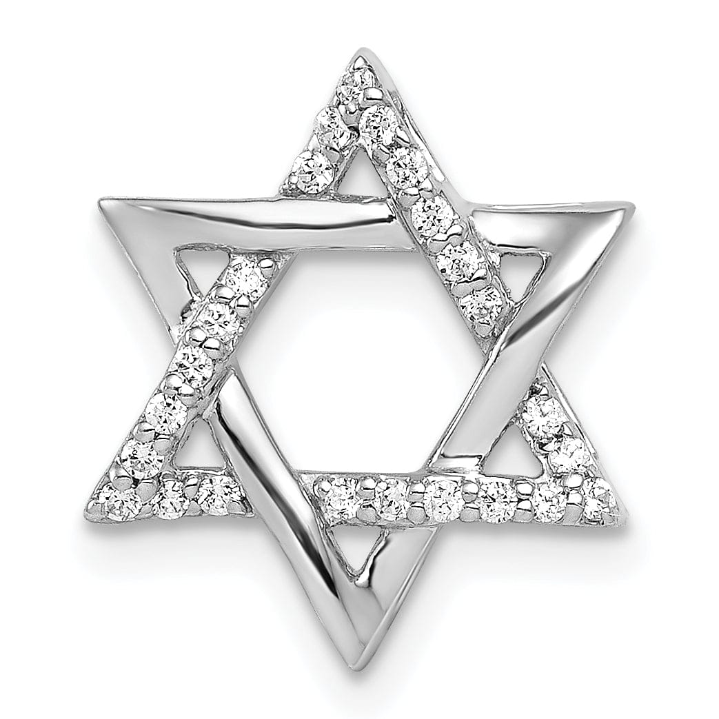 Lovely Rita's Pendants & Charms 14k White Gold 1/8CT.Diamond Concave Star of David Chain Slide Pendant