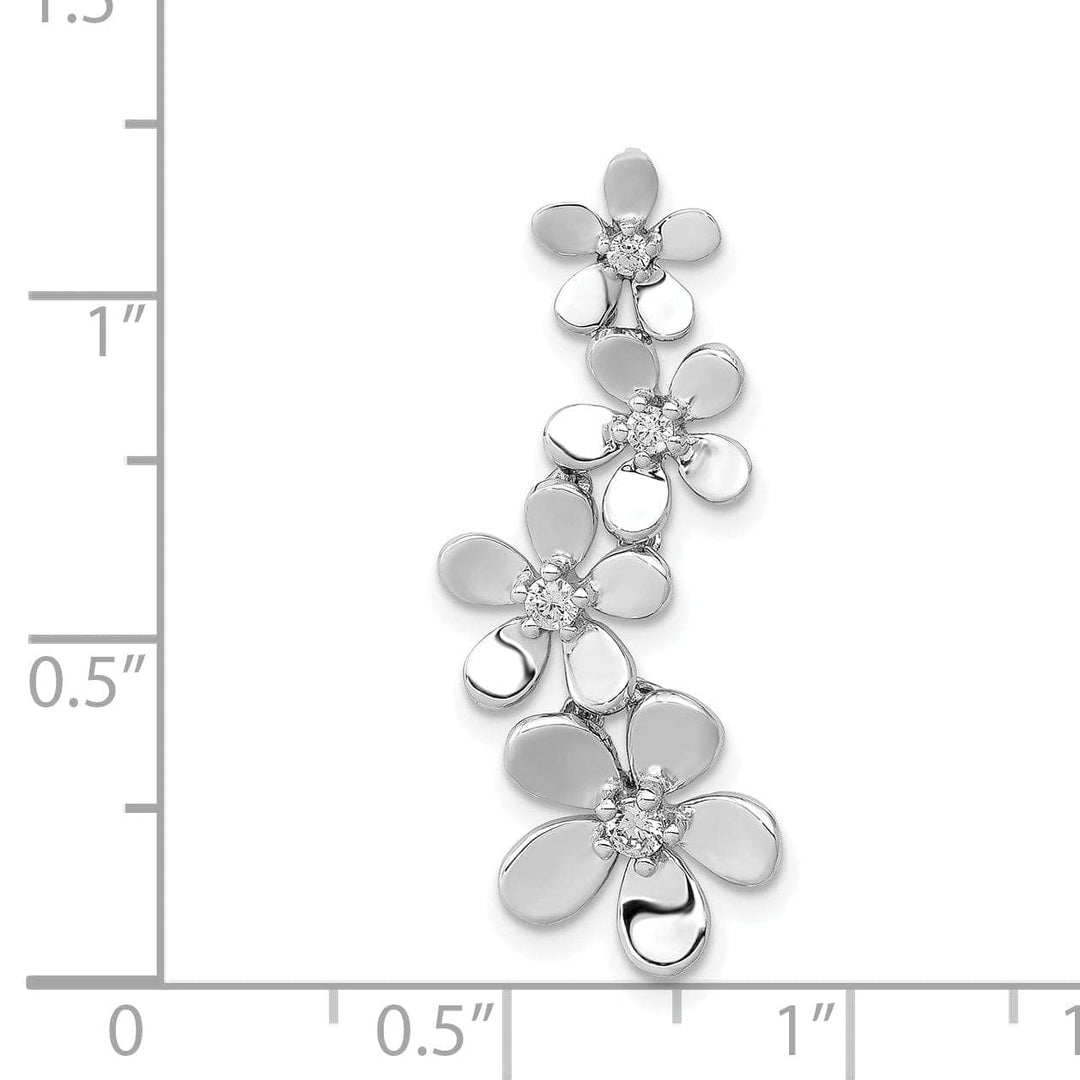 Lovely Rita's Pendants & Charms 14k White Gold 1/8ct. Flat Back Solid Polished Finish Diamond Four Flower Chain Slide. Will Not Fit Omega.