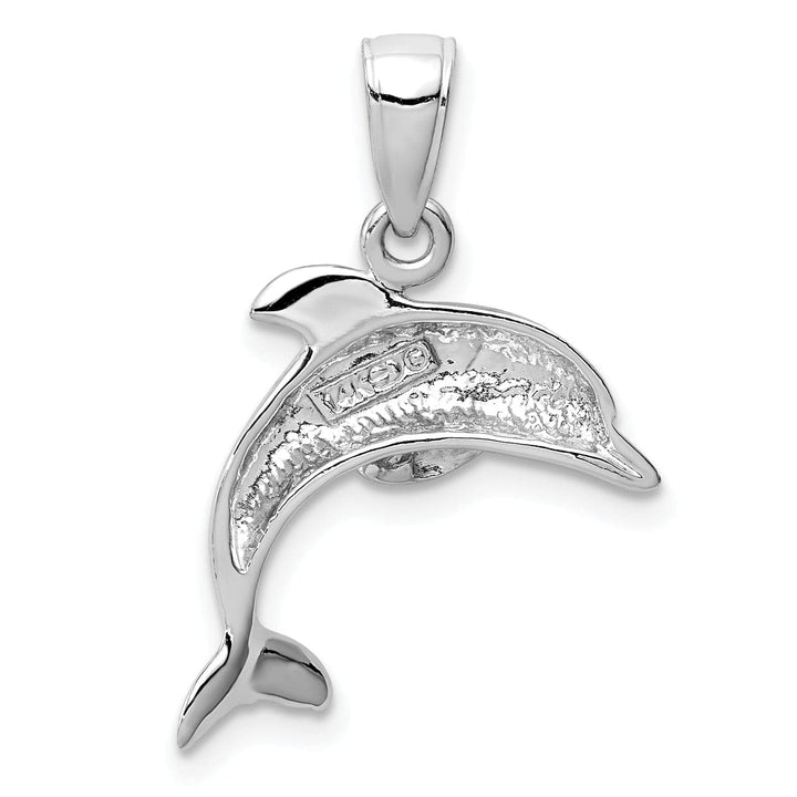 Lovely Rita's Pendants & Charms 14k White Gold 2-D Dolphin Jumping Pendant