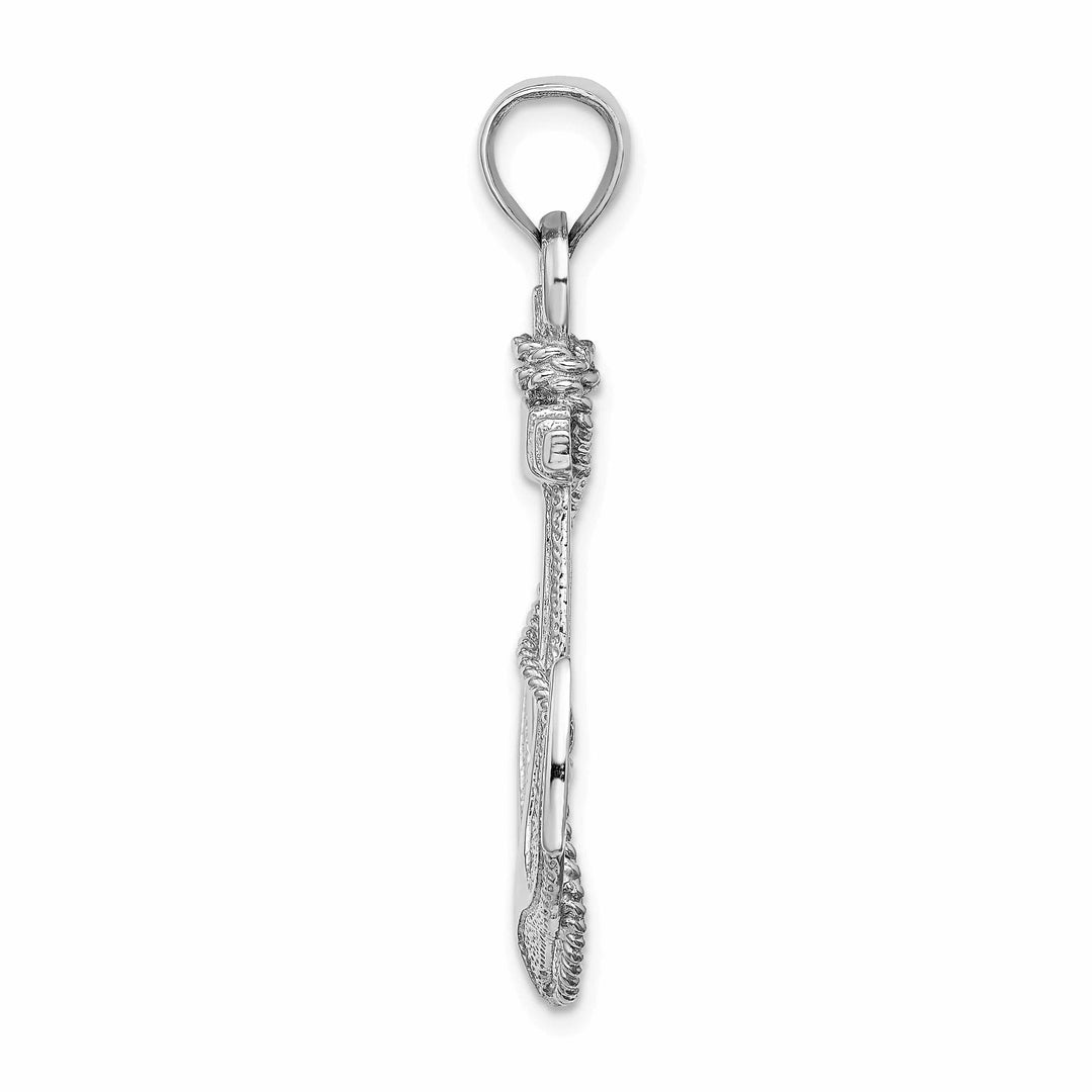Lovely Rita's Pendants & Charms 14K White Gold 2-Dimensional Polished Finish Solid Mens Anchor with Rope Design Charm Pendant