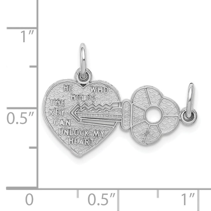 Lovely Rita's Pendants & Charms 14K White Gold 2-Piece Break Apart HE WHO HOLDS THE KEY CAN UNLOCK MY HEART Charm