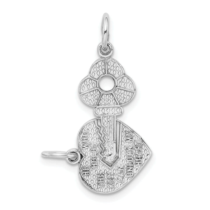 Lovely Rita's Pendants & Charms 14K White Gold 2-Piece Break Apart HE WHO HOLDS THE KEY CAN UNLOCK MY HEART Charm