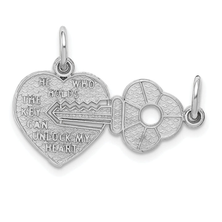 Lovely Rita's Pendants & Charms 14K White Gold 2-Piece Break Apart HE WHO HOLDS THE KEY CAN UNLOCK MY HEART Charm