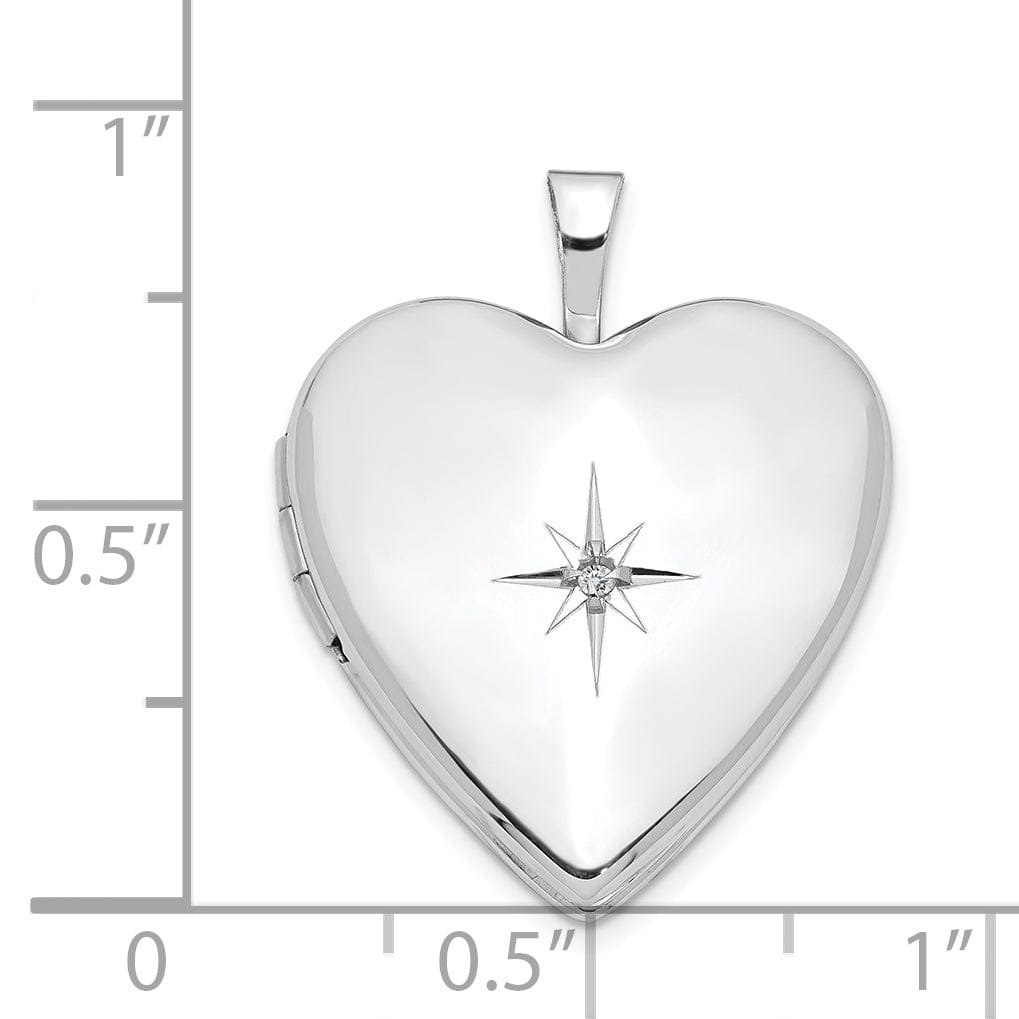 Lovely Rita's Pendants & Charms 14k White Gold 20MM Diamond Heart Locket