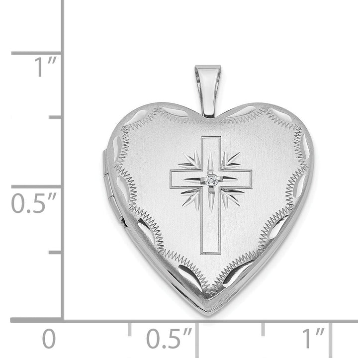 Lovely Rita's Pendants & Charms 14k White Gold 20MM Diamond Set Cross Heart Locket