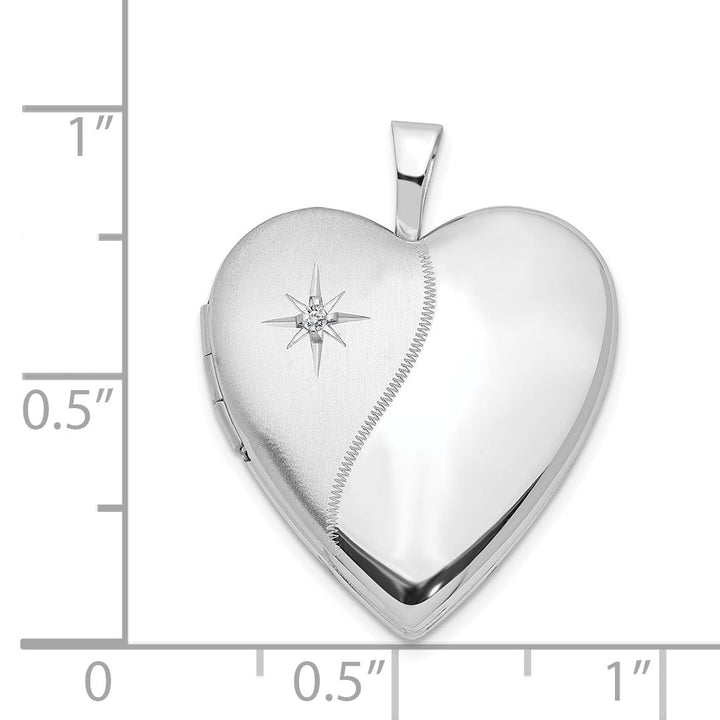 Lovely Rita's Pendants & Charms 14k White Gold 20MM Satin Diamond Heart Locket