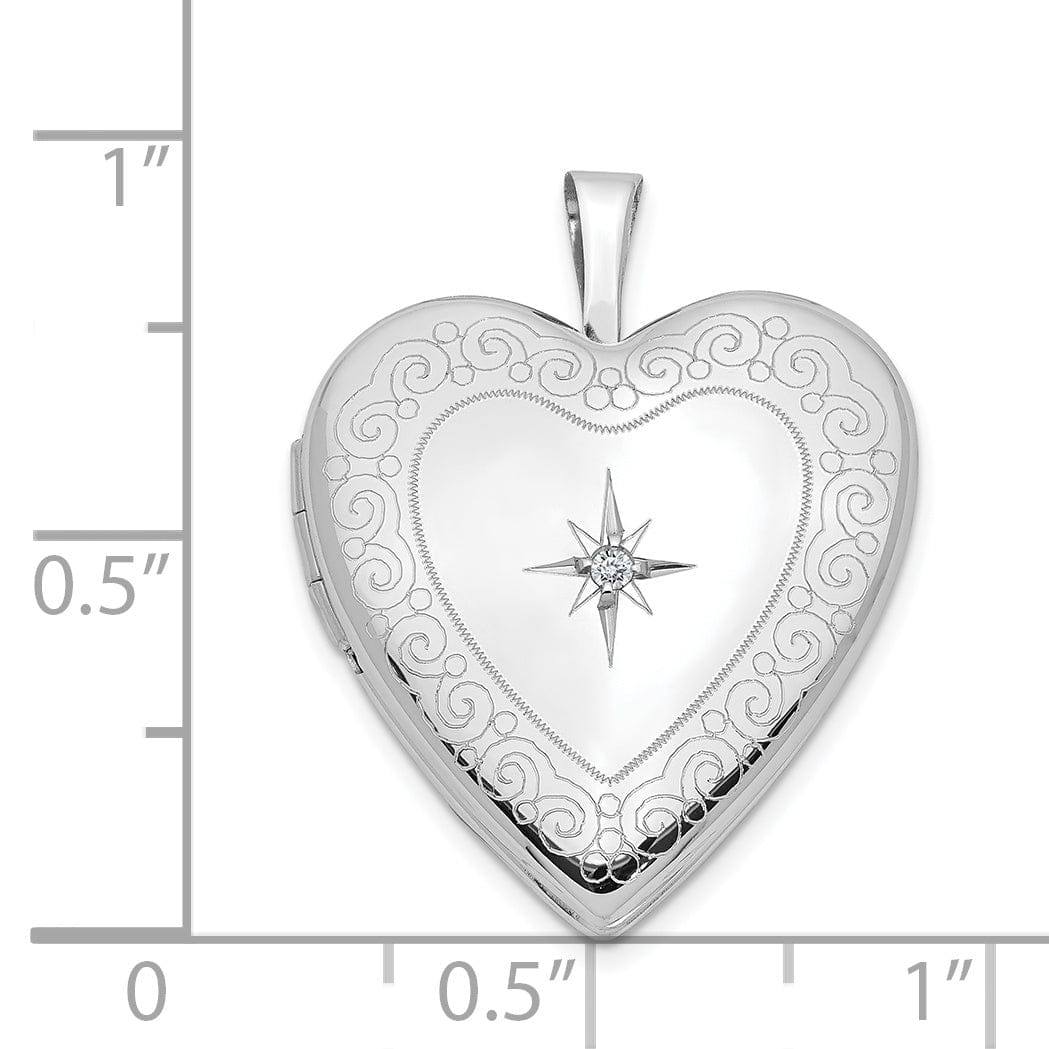 Lovely Rita's Pendants & Charms 14k White Gold 20MM Swirls Diamond Heart Locket
