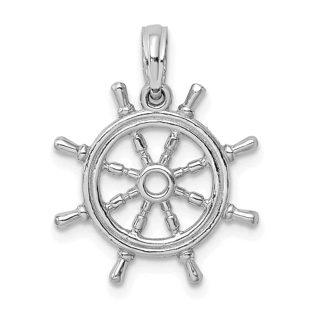 Lovely Rita's Pendants & Charms 14K White Gold 3-D Design Polished Finish Ship Wheel Charm Pendant