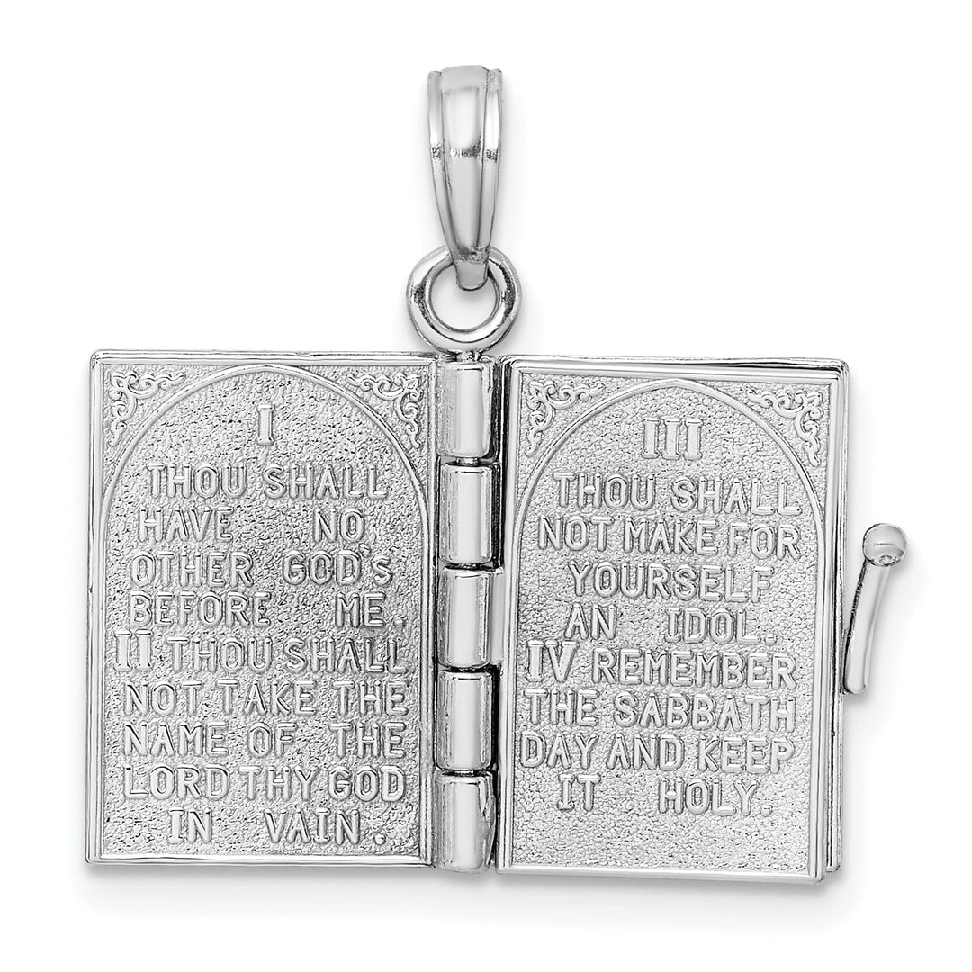 Lovely Rita's Pendants & Charms 14K White Gold 3-D Moveable Hebrew Ten Commandments Book Pendant