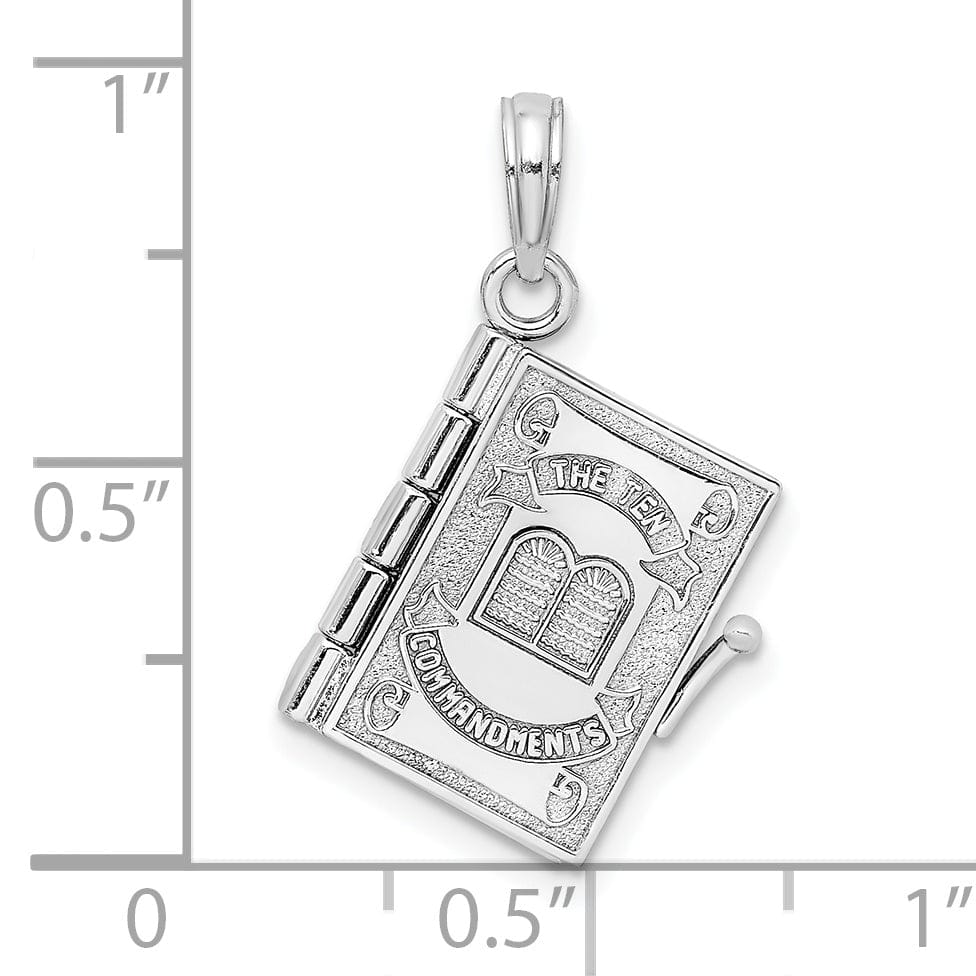Lovely Rita's Pendants & Charms 14K White Gold 3-D Moveable Hebrew Ten Commandments Book Pendant