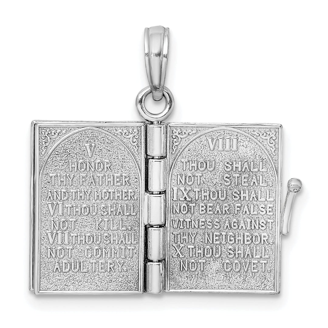 Lovely Rita's Pendants & Charms 14K White Gold 3-D Moveable Hebrew Ten Commandments Book Pendant