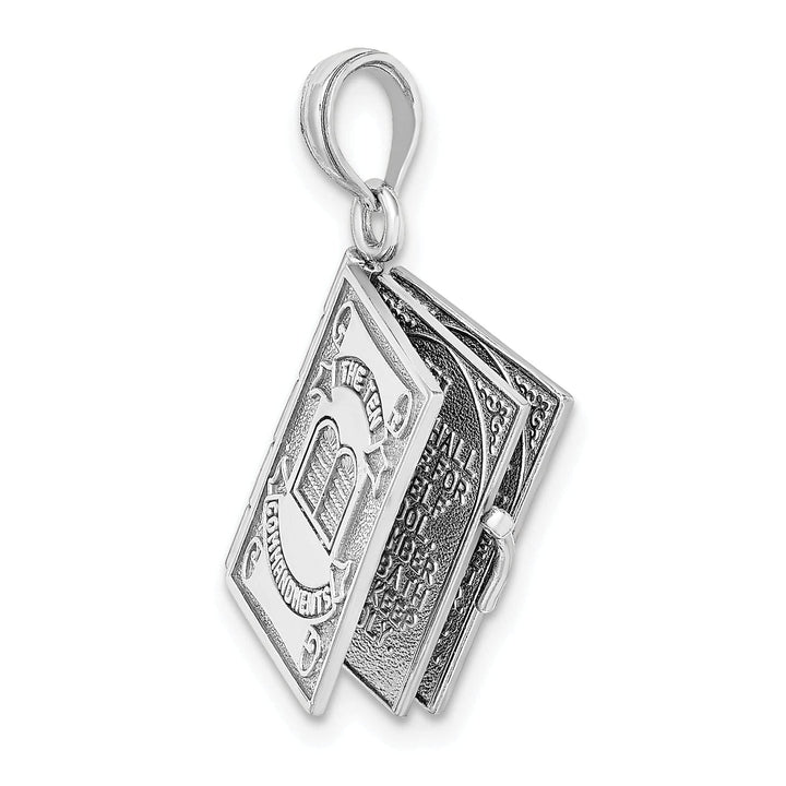 Lovely Rita's Pendants & Charms 14K White Gold 3-D Moveable Hebrew Ten Commandments Book Pendant
