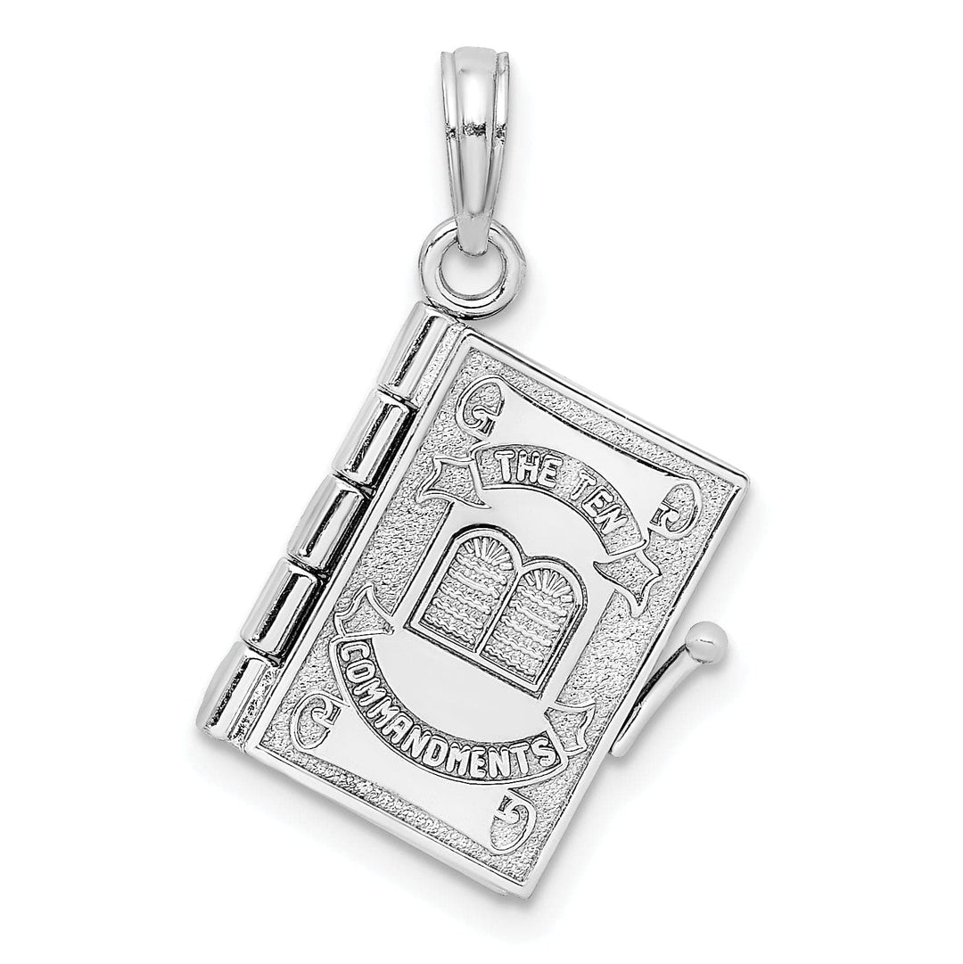 Lovely Rita's Pendants & Charms 14K White Gold 3-D Moveable Hebrew Ten Commandments Book Pendant