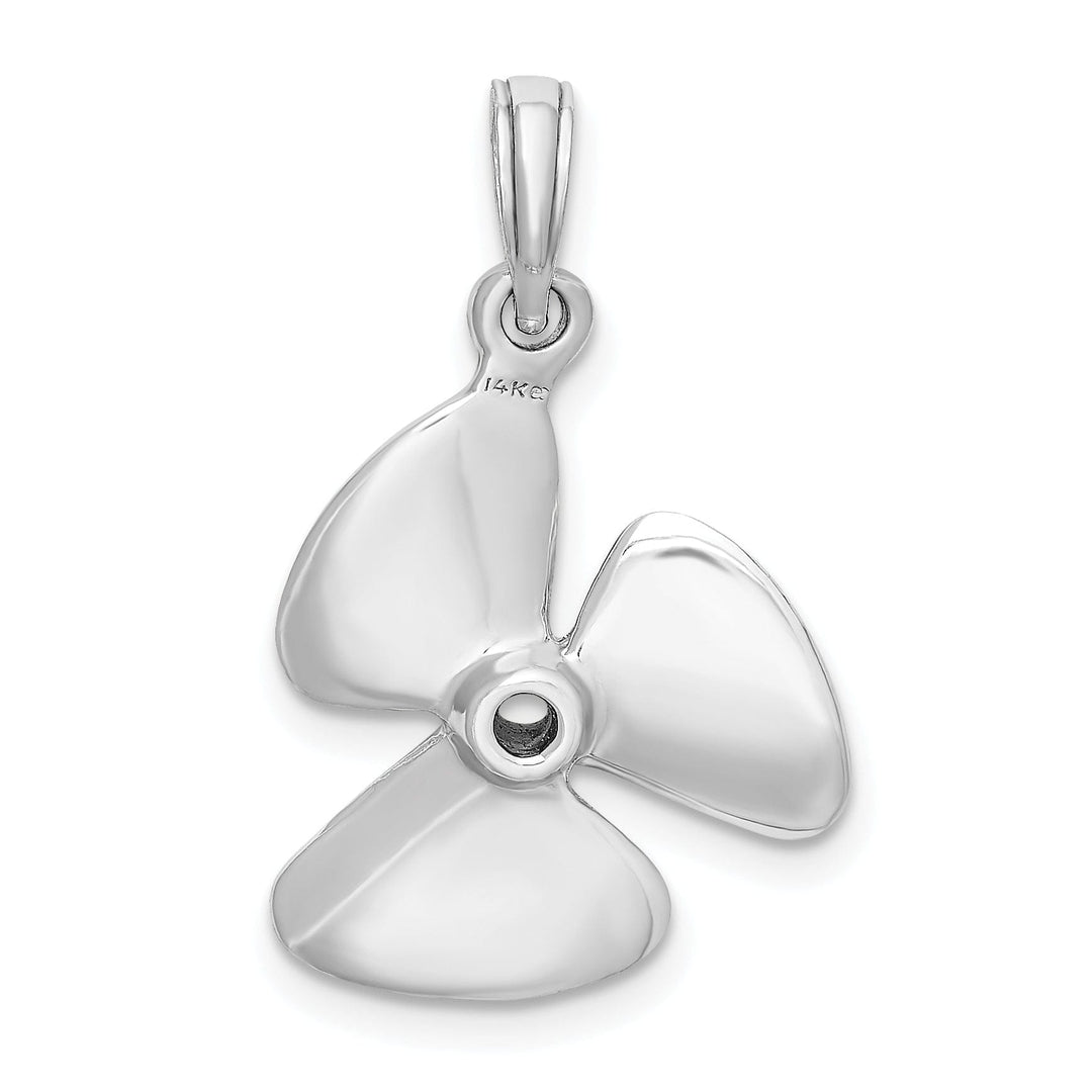 Lovely Rita's Pendants & Charms 14K White Gold 3-D Polished Finished Three Blade Boat Propeller Charm