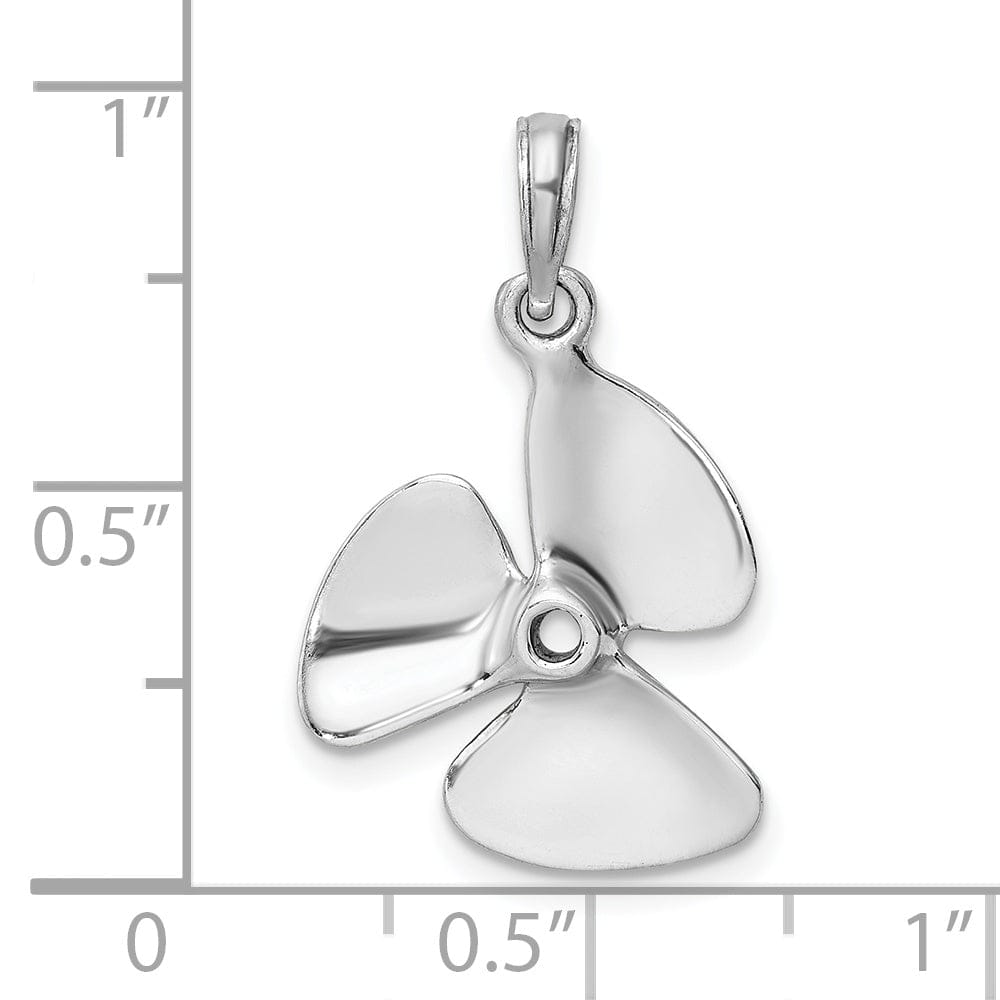 Lovely Rita's Pendants & Charms 14K White Gold 3-D Polished Finished Three Blade Boat Propeller Charm