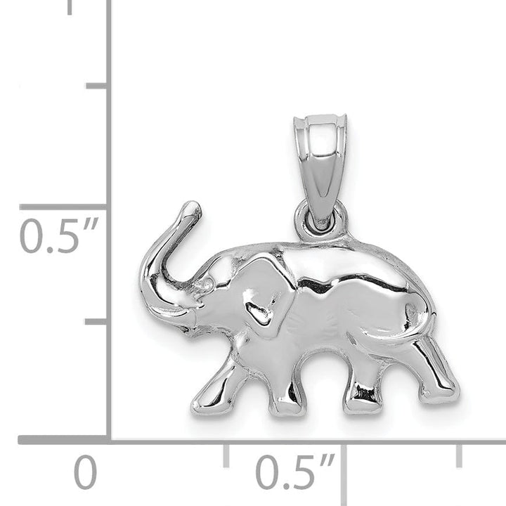 Lovely Rita's Pendants & Charms 14k White Gold 3-Dimensional Polished Finish Elephant Charm Pendant