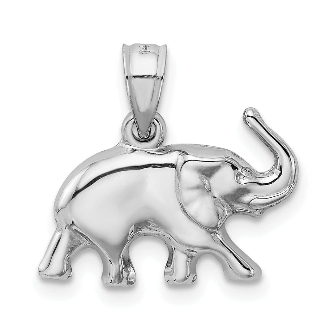 Lovely Rita's Pendants & Charms 14k White Gold 3-Dimensional Polished Finish Elephant Charm Pendant