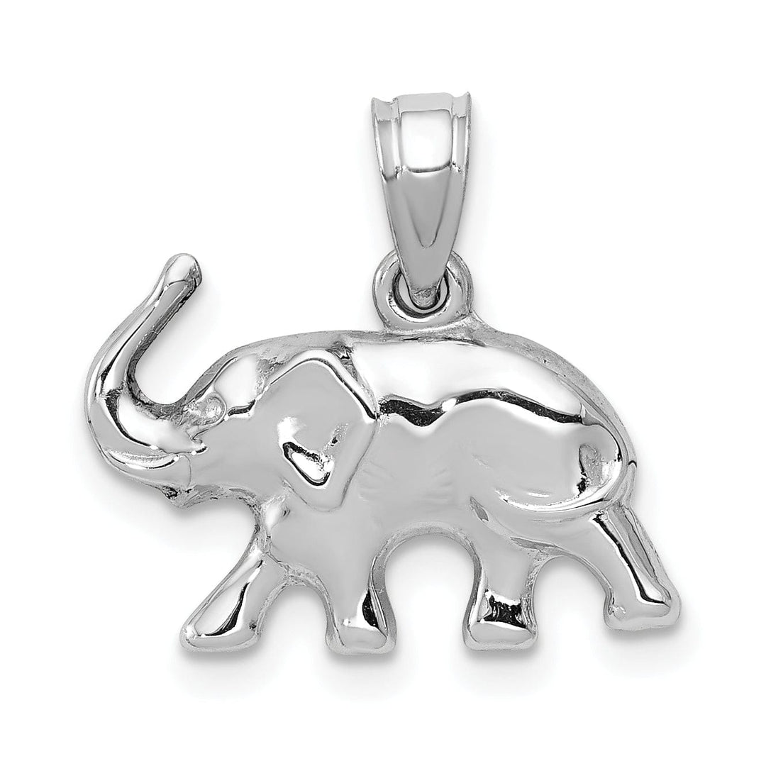 Lovely Rita's Pendants & Charms 14k White Gold 3-Dimensional Polished Finish Elephant Charm Pendant