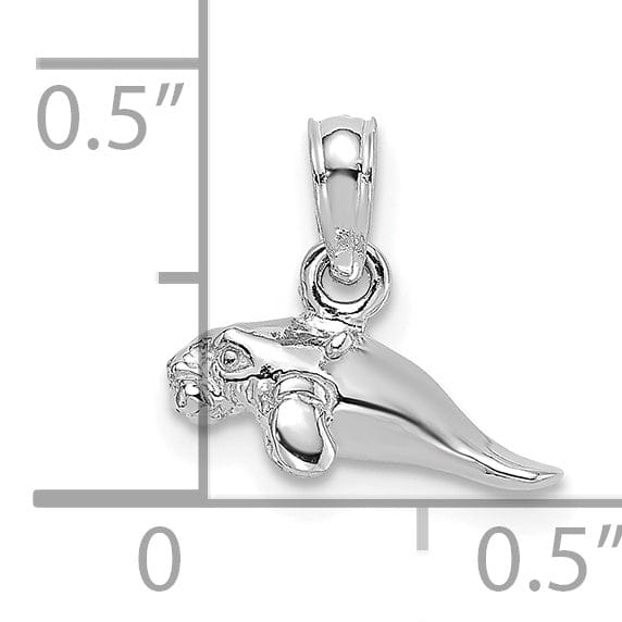 Lovely Rita's Pendants & Charms 14K White Gold 3-Dimensional Polished Finish Small Size Swimming Manatee Design Charm Pendant