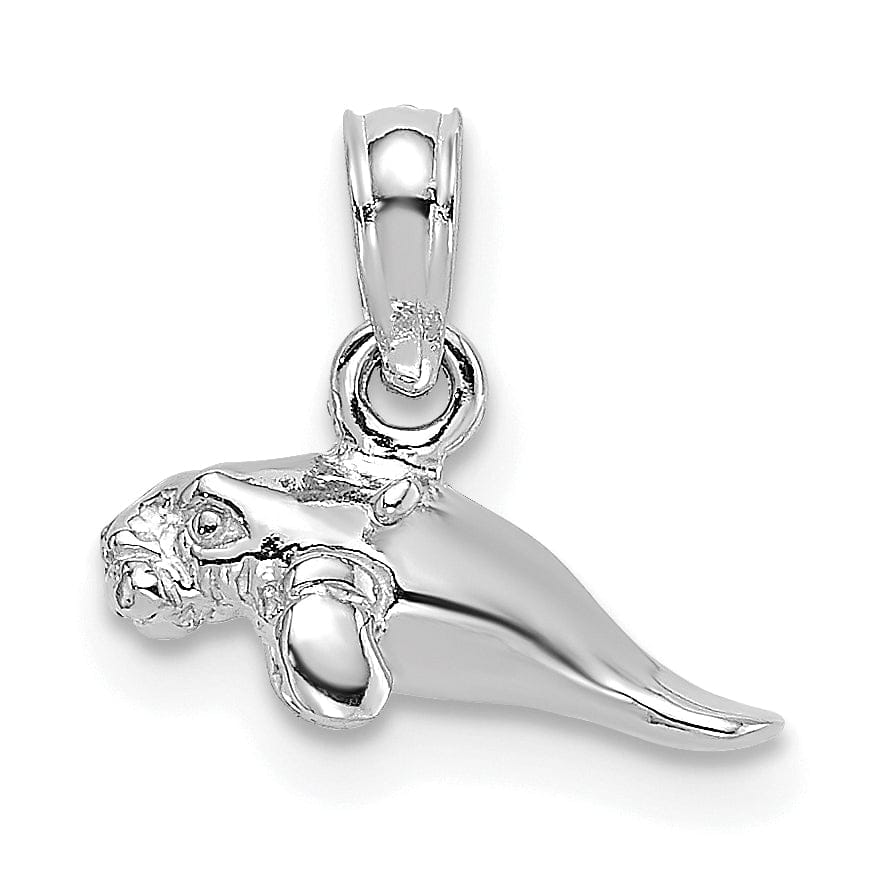 Lovely Rita's Pendants & Charms 14K White Gold 3-Dimensional Polished Finish Small Size Swimming Manatee Design Charm Pendant