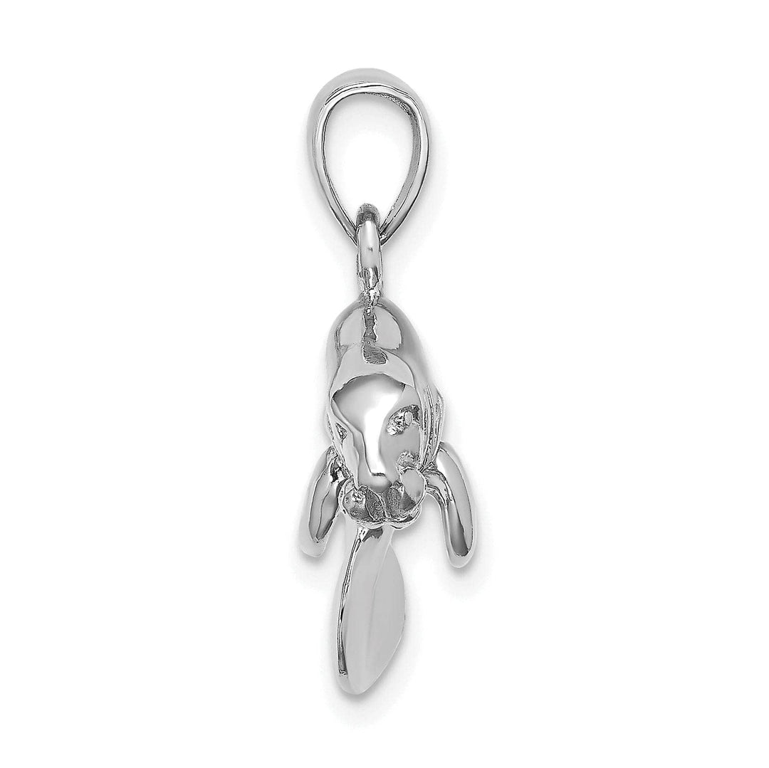 Lovely Rita's Pendants & Charms 14K White Gold 3-Dimensional Polished Finish Swimming Manatee Design Charm Pendant