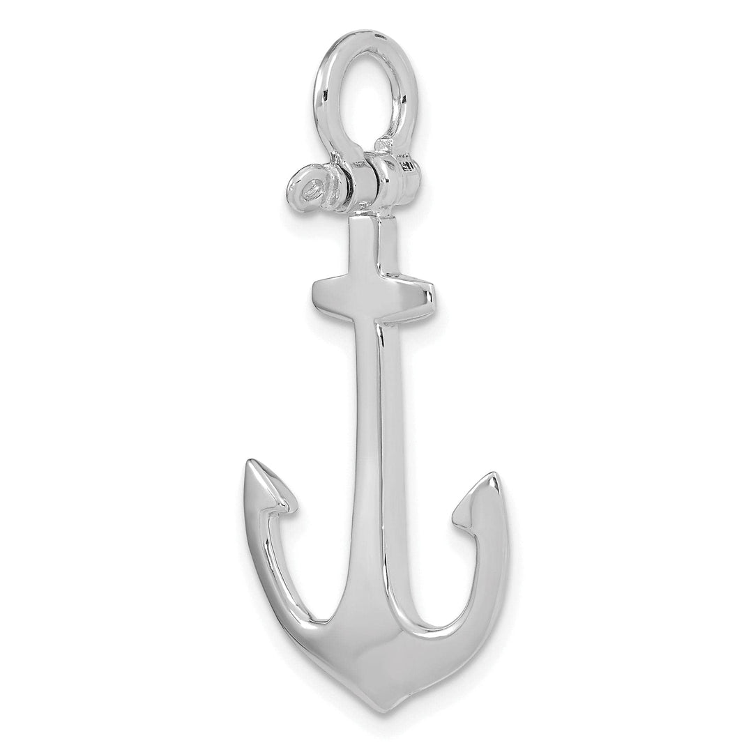 Lovely Rita's Pendants & Charms 14K White Gold 3-Dimensional Polished Finished Anchor Charm Pendant